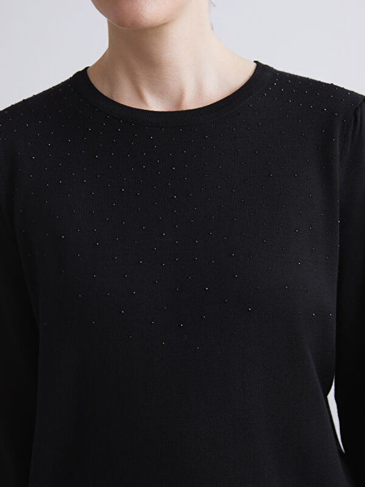 Bisiklet Yaka Ta?l? Kad?n Triko Kazak