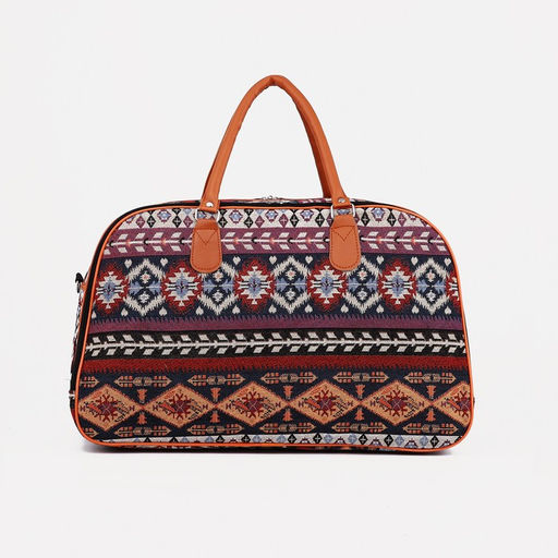 Сумка дорожная, 2 отдела на молниях, длинный ремень, цвет рыжий/разноцветный - Simaland фото 3