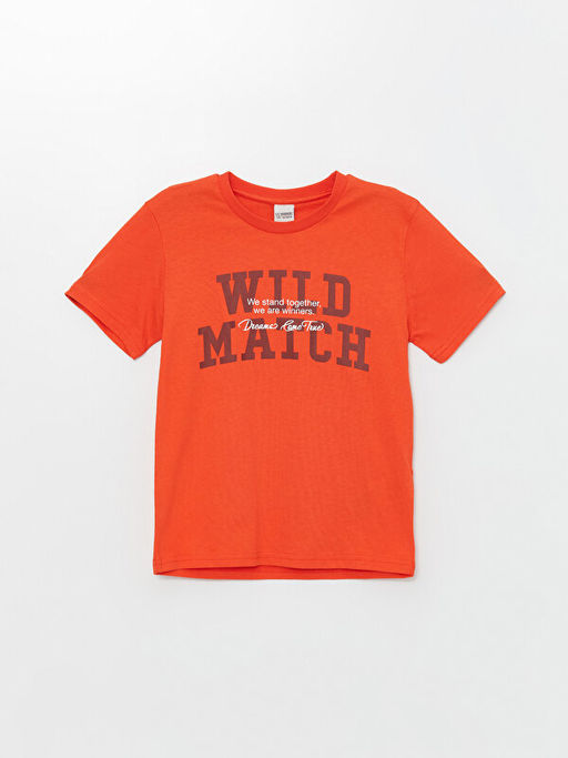 Bisiklet Yaka Bask?l? K?sa Kollu Erkek ?ocuk Ti??rt