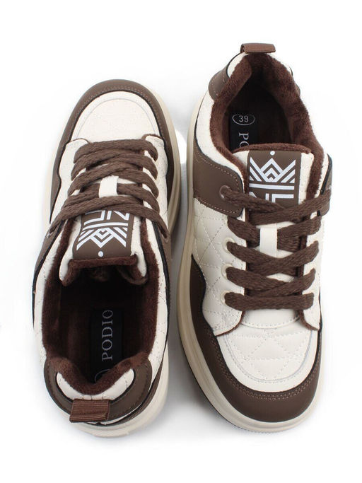 04-PDH336-3 BROWN Кроссовки демисезонные женские (натуральная кожа, нубук)