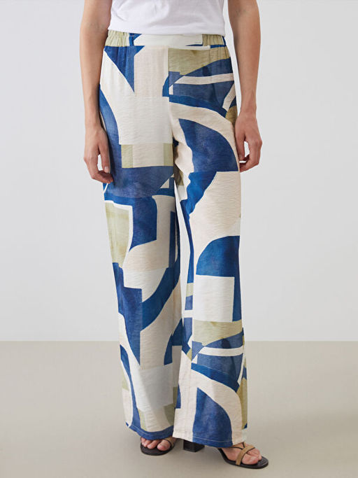 Beli Lastikli Desenli Kad?n Pantolon