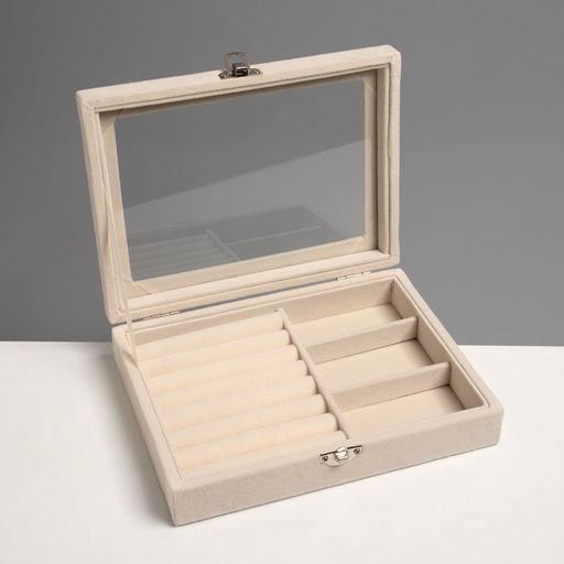 Шкатулка для украшений «Облако», 7 полос, 3 ячейки, 20×15×4.5, бежевая