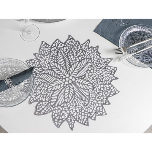 Цена за 12 шт. Салфетка сервировочная на стол Венеция, d=38 см, цвет серебряный - Simaland фото 2