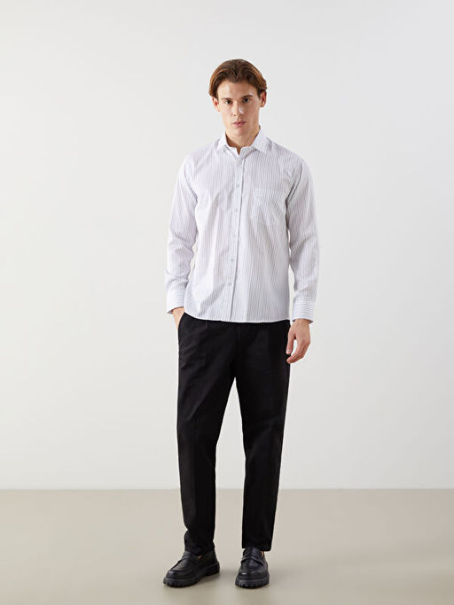 Regular Fit Uzun Kollu ?izgili Erkek G?mlek