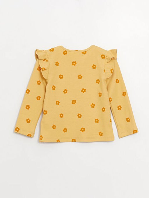 Bisiklet Yaka Uzun Kollu Desenli K?z Bebek Ti??rt - Waikiki фото 3