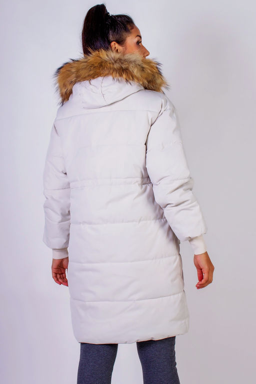 Зимняя удлиненная парка с капюшоном натуральный мех арт.617