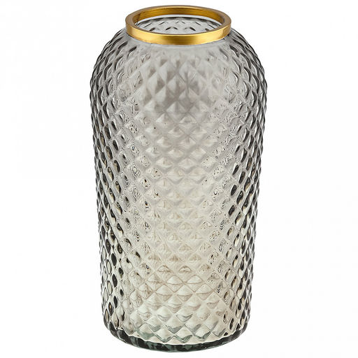 Ваза для цветов стеклянная "Глория" 1,67л, д12,5см, h23,5см, малая, текстурная, "Киркинес", дымчатый (Россия)