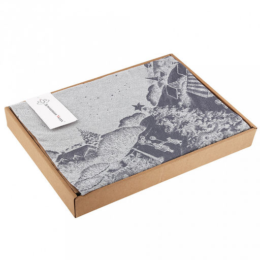 Скатерть д180см Рождественская ярмарка, длина стола д120см, на 6 персон, жаккард/пестроткань: лен 51% хлопок 49%, плотность 220г/м2, упаковка подарочная коробка 36х26х4см, Домашняя мода (Россия)  фото 6