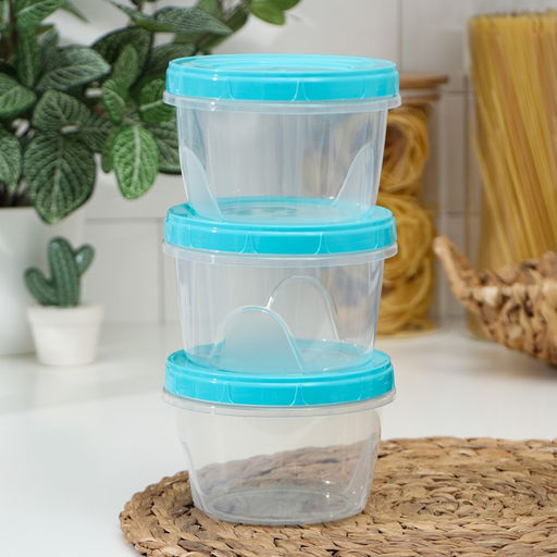 Набор банок для хранения продуктов «Фиджи», 3 шт., 700 мл, пластик, крышки МИКС