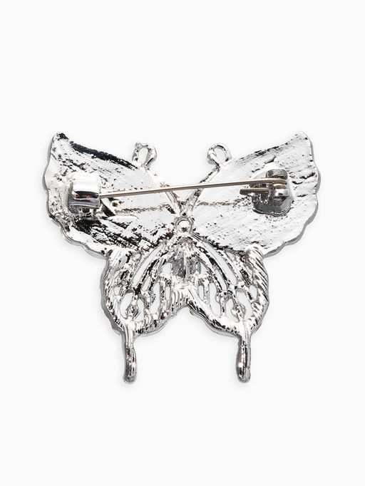 Цена за 2 шт. Брошь «Бабочка», белая в серебре