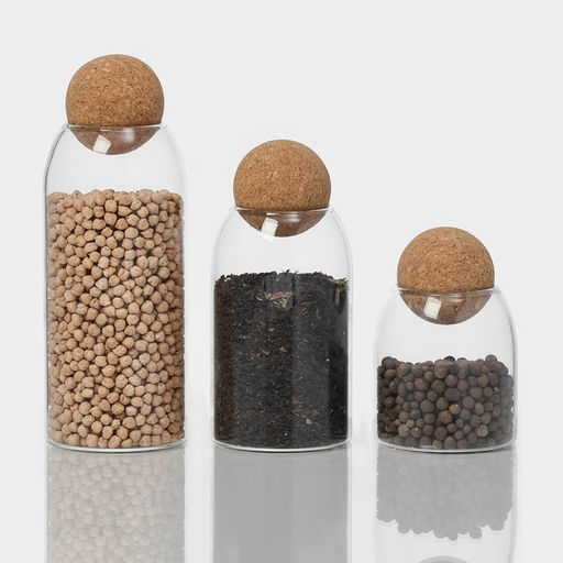 Банки для сыпучих Magistro Эко, 3 предмета: 450/700/1000 мл, с пробковой крышкой, стекло, прозрачные  фото 16