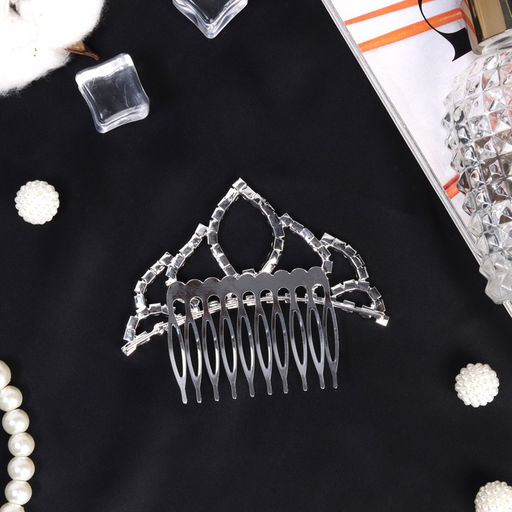 Диадема для волос «Медея», лепесток, 8×7 см, серебро