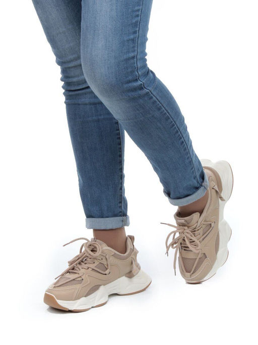05-6035-5 DK. BEIGE Кроссовки женские (искусственные материалы) - No name фото 2