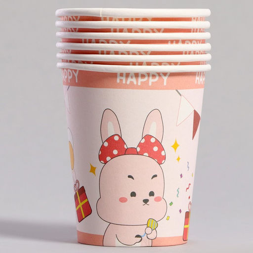 Стаканы бумажные Счастливый зайка, 6 шт - Страна карнавалия фото 2