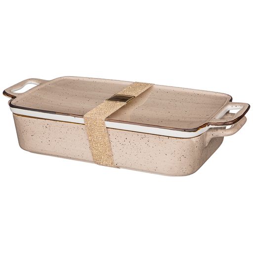БЛЮДО ДЛЯ ЗАПЕКАНИЯ С КРЫШКОЙ BRONCO NATURE 35*17*7,5 СМ 1500 МЛ КРЕМОВОЕ  фото 2