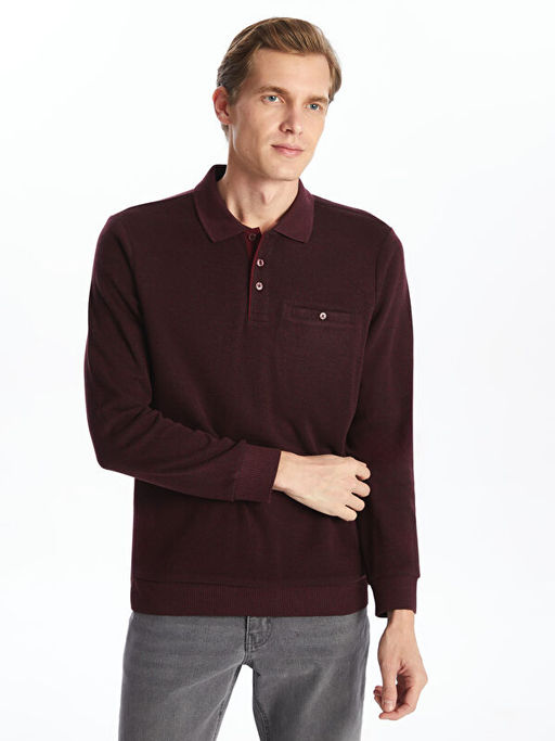 Polo Yaka Uzun Kollu Erkek Sweatshirt