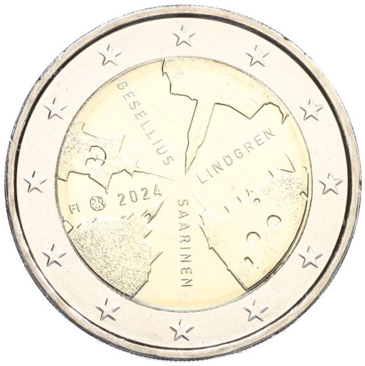2 евро 2024 года Финляндия Архитектурная фирма Геселлиус-Линдгрен-Сааринен