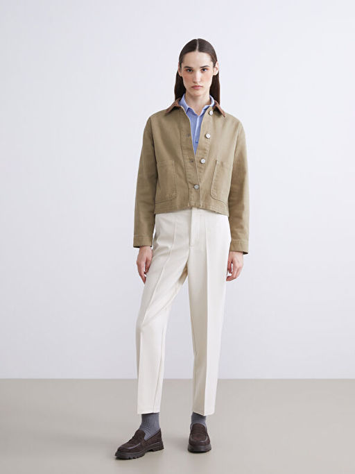 Kontrast Yaka Oversize Kad?n Ceket