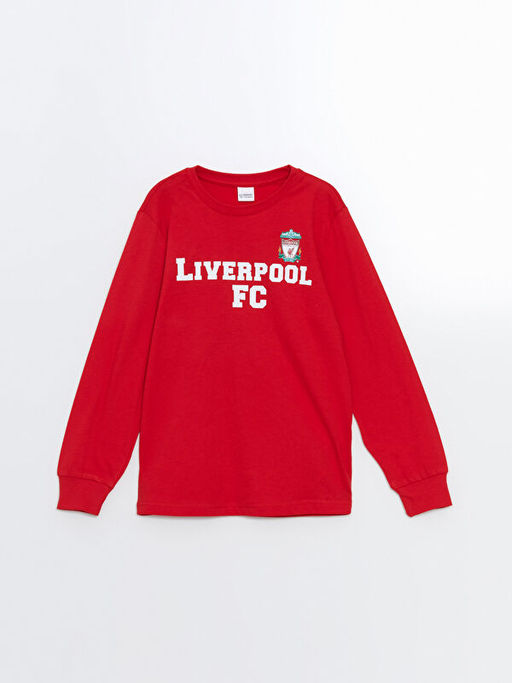 Bisiklet Yaka Liverpool Bask?l? Erkek ?ocuk Pijama Tak?m?