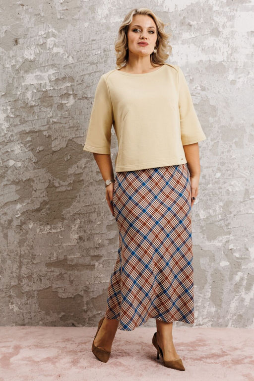 Костюм Anastasia 1174 сливочный/клетка