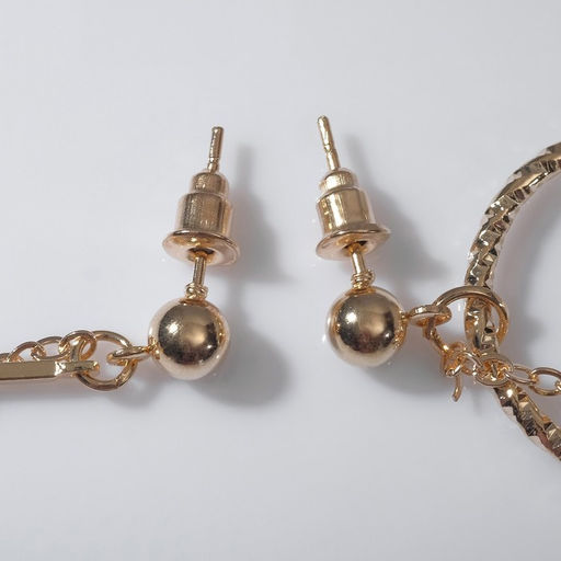 Серьги с жемчугом Разноуровневые круг с палкой, цвет белый в золоте - Queen fair фото 3