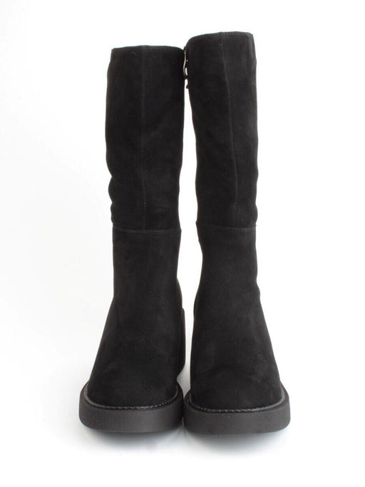 02-FI908-2M BLACK Сапоги зимние женские (натуральная замша, натуральный мех)