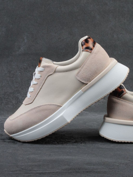 03-YG497-2 BEIGE Кроссовки женские (натуральная кожа)