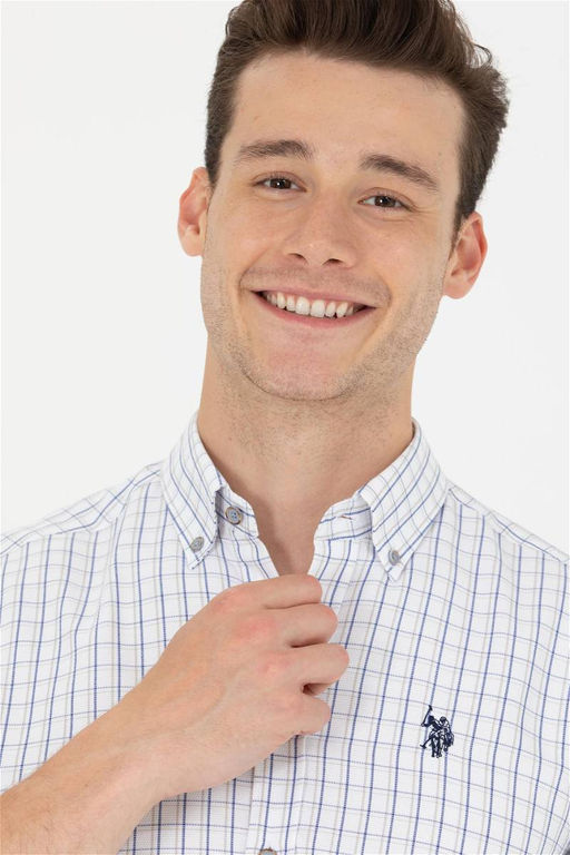 U. S. Polo Assn Мужская темно-синяя белая рубашка в клетку - U.s. polo assn фото 9