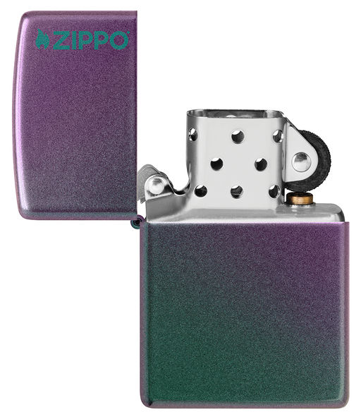 Зажигалка ZIPPO Логотип с зелено-фиолетовым покрытием | Logo Iridescent 49146ZL  фото 4