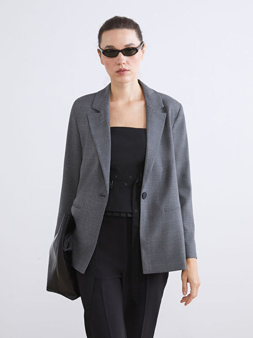Ekose Kad?n Blazer Ceket