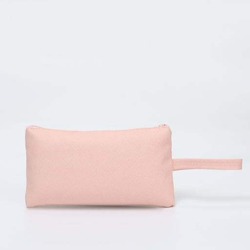 Косметичка-пенал на молнии, плоская, с карманом, персиковая - Simaland фото 2
