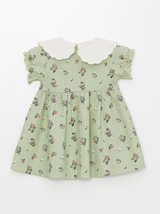 Bebe Yaka K?sa Kollu ?i?ekli K?z Bebek Elbise - Waikiki фото 2