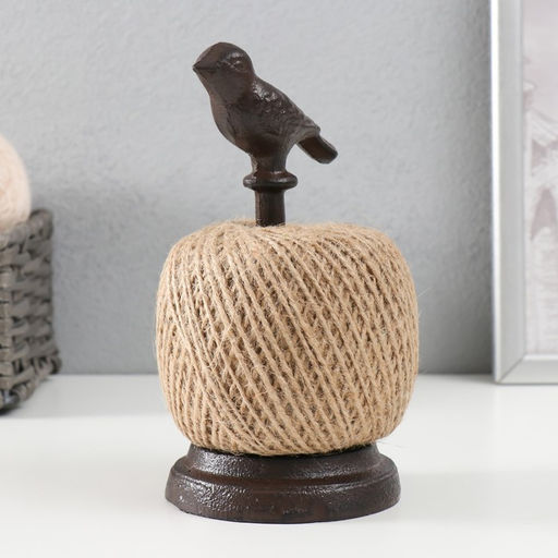 Фигурка-катушка для ниток «Птица на жёрдочке», чугун, 9×9×17.5 см