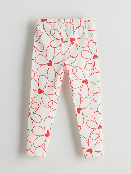 Beli Lastikli ?i?ekli K?z ?ocuk Tayt 2li