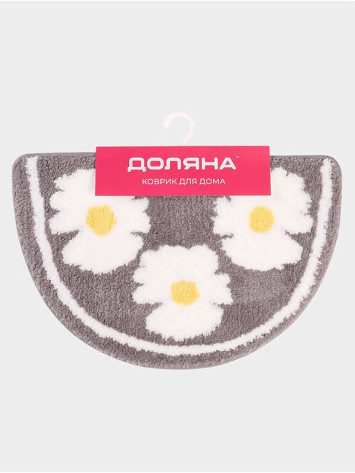 Коврик Доляна Daisies, 4060 см, микрофибра, серый  фото 6