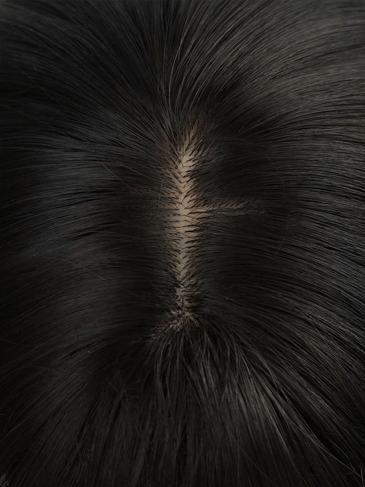 Парик искусственный, с чёлкой, имитация кожи, 30 см, 160 г, чёрный(#SHT3)