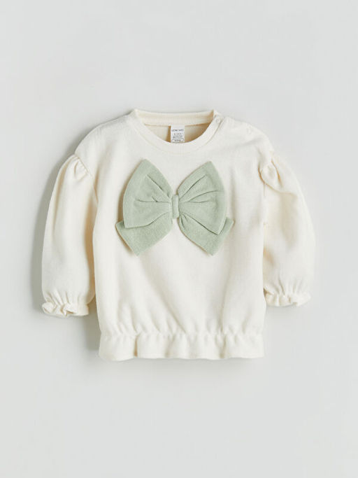 Fiyonk Detayl? Yumu?ak Dokulu K?z Bebek Sweatshirt ve Tayt