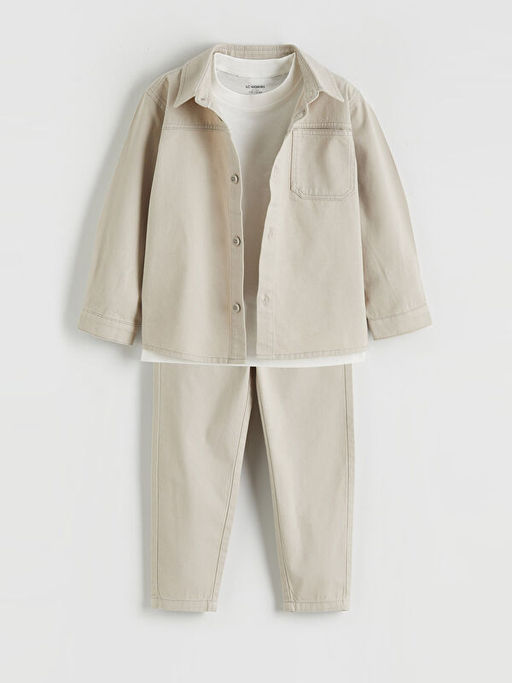 Erkek ?ocuk Ti??rtl? Gabardin G?mlek ve Pantolon