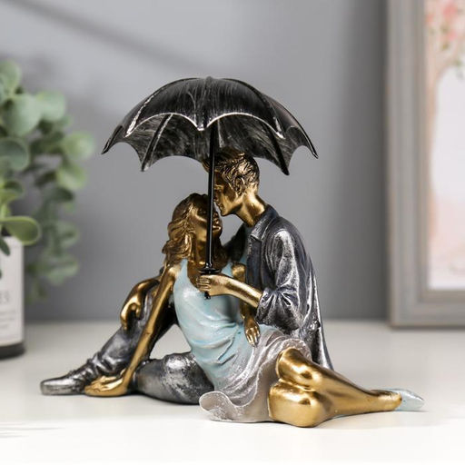 Фигурка полистоун романтика «Поцелуй под зонтом», 16×19.5×13 см