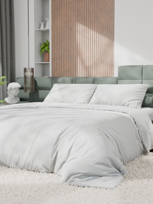 Постельное бельё евро «Этель», тенсель, белое