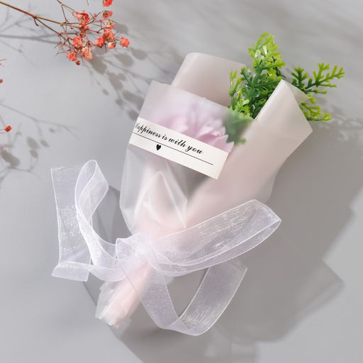 Цена за 2 шт. Мини-букет из мыльных лепестков для ванны «Сиреневая гвоздика с зеленью», подарочный, 13 см