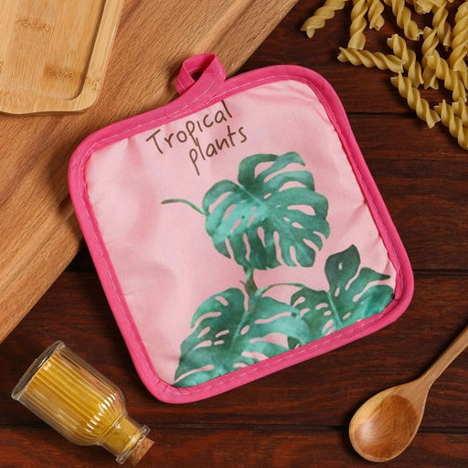 Цена за 2 шт. Прихватка Доляна «Tropical» цвет розовый 17×17 см 100% п/э