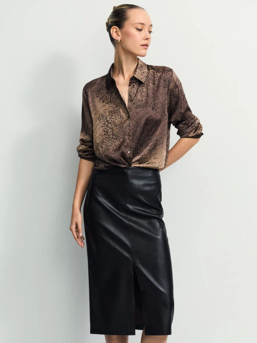 Юбка миди из искусственной кожи / Zarina  фото 2