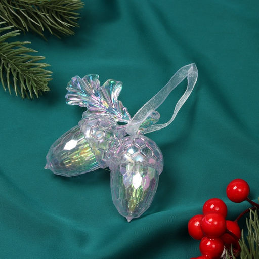 Цена за 2 шт. Ёлочная игрушка Зимнее волшебство. Жёлуди, 79 см, розовый перелив  фото 6