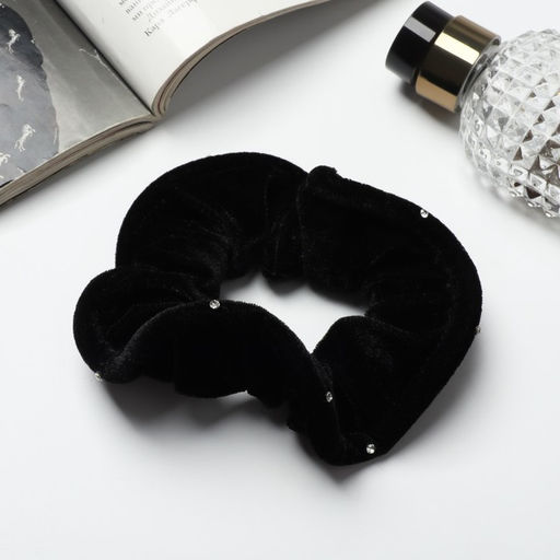 Цена за 3 шт. Резинка для волос «Орбита», бархат, чёрная