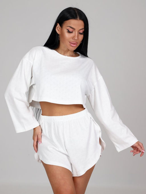 45 ПИЖАМА ЖЕНСКАЯ (шорты) (Белый) - А-дина фото 3