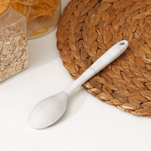 Ложка гарнирная Доляна «Мрамор», силикон, 20.5×4.3 см, белая