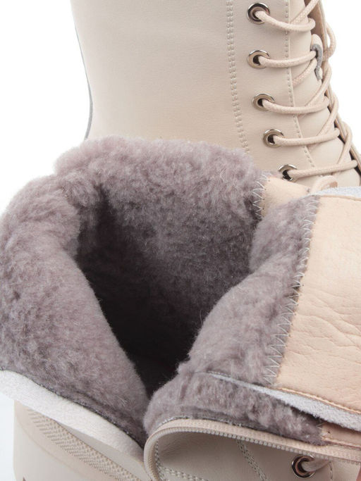 04-PAS70-2Z LT. BEIGE Ботинки зимние женские (натуральная кожа, 100% шерсть)