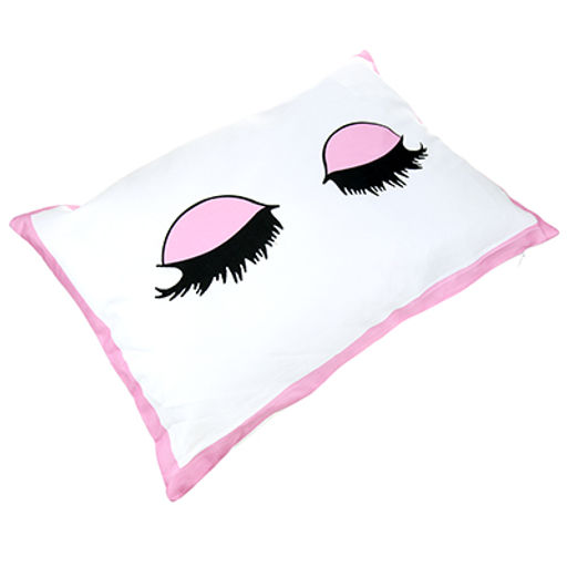 Наволочка декоративная 34х50см "Глазки" розовый кант, искусственная ткань под плюш, на молнии (Китай)