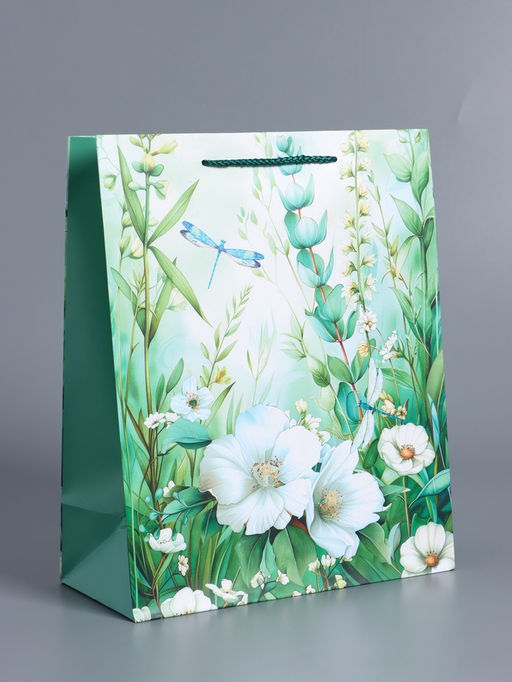 Пакет подарочный ламинированный «Летний лес», зелёный, 26×12×32 см